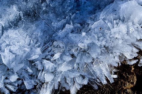 Transparent Ice Structure Frozen Water Background Stock