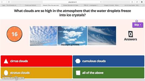 Hmm a hard one because i use so many different names! Kahoot Quiz on Clouds - YouTube