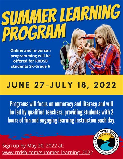 Summer Learning Program 2022 Rainy River District School Board