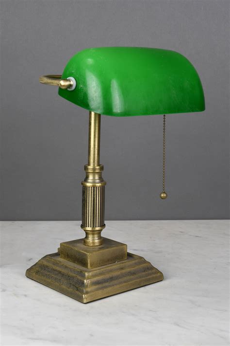 green shaded brass banker s lamp desk lamps collection city knickerbocker lighting rentals