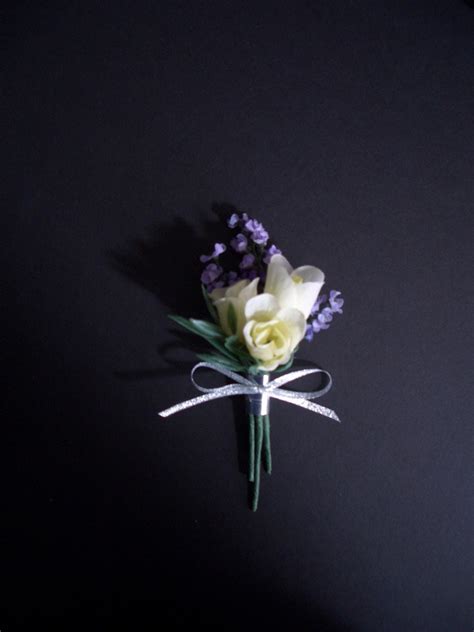 Lavender Rose Boutonniere Silk Wedding By Flowersforthought