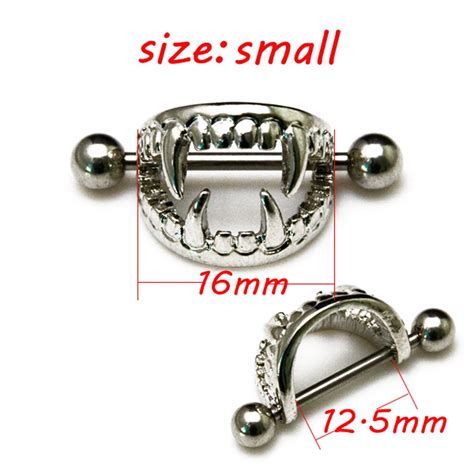 Pcs Set L Surgical Steel Nipple Jewelry Love Bite Fangs Nipple Shield Ring Sexy Nipple