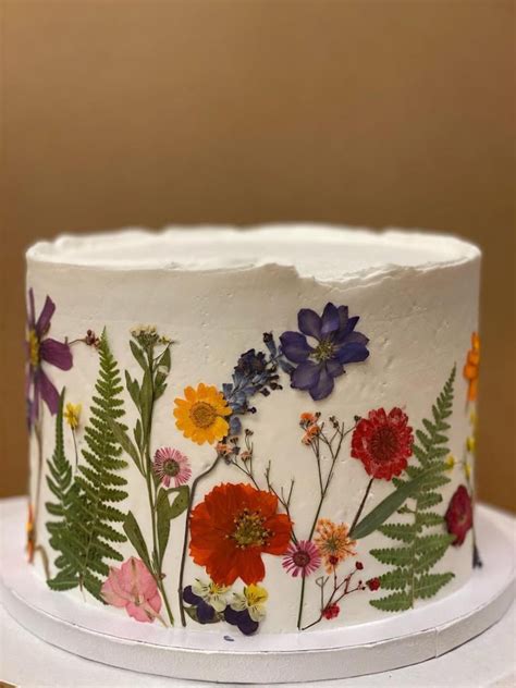 my wedding cake dried pressed flowers from etsy the cake was just for cutting and eating a