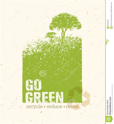 Go Green Recycle Reduce Reuse Eco Poster Concept Vector Creative