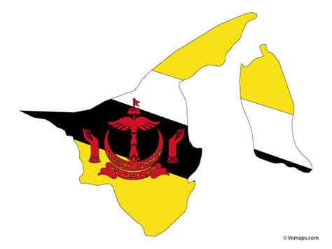 Flag Map Of Brunei Free Vector Maps Brunei Darussalam Map Vector