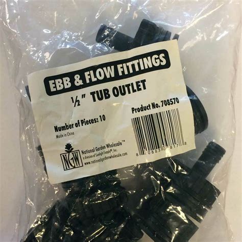 Hydro Flow Ebb And Flow Tub Outlet Fitting 12 In 13mm 6 Pack Pa