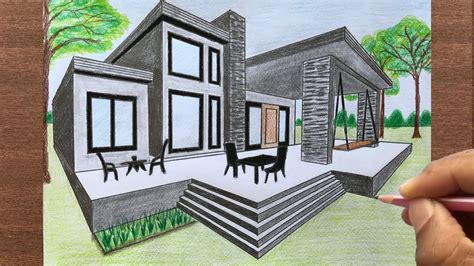 How To Draw A House In Two Point Perspective Step By Step Youtube