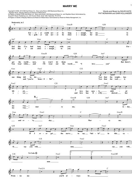 Train Marry Me Sheet Music Notes Download Printable Pdf Score 177007