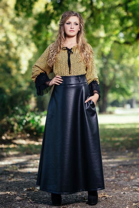 Long Leather Skirt With Pockets Avangard Long Skirts