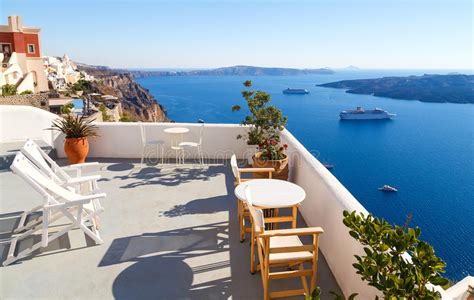Breathtaking View Of The Caldera From Hotel Balcony In Fira Santorini