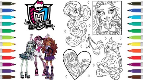 Monster High Ghoulfriends Coloring Page Draculaura Frankie Stein