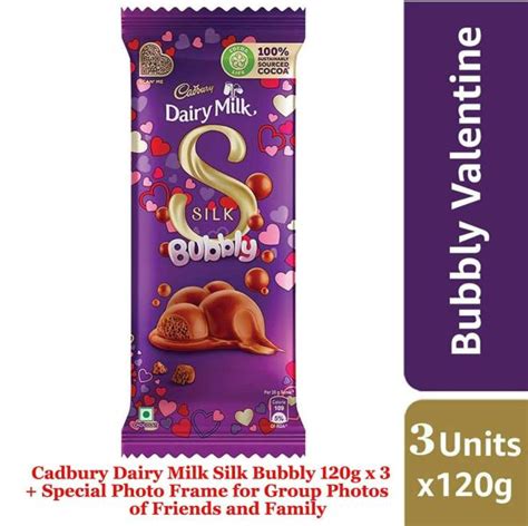 Cadbury Dairy Milk Silk Bubbly Valentine Chocolate Bars 120g Pack Of 3