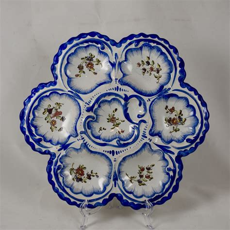 19th C Angoulême French Faïence Alfred Renoleau Oyster Plate b
