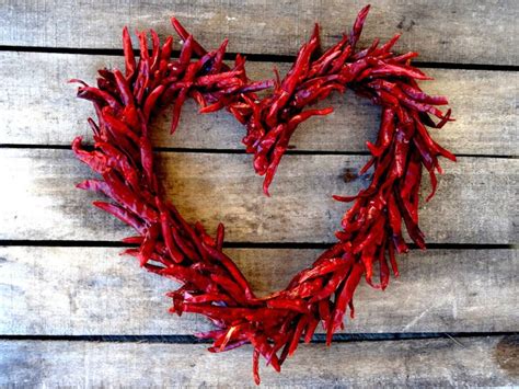 Red Hot Chili Pepper Heart Wreath Dried Chili Pepper Wreath Etsy