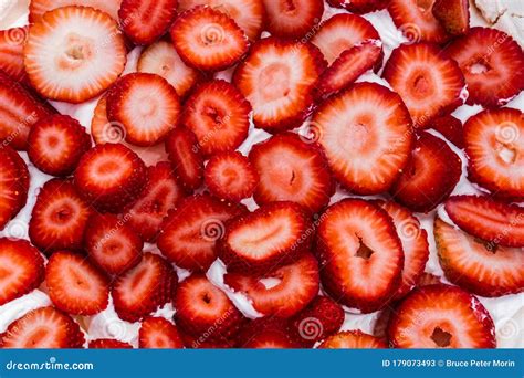 Closeup Of Freshly Sliced Ripe Strawberries Stock Image Image Of