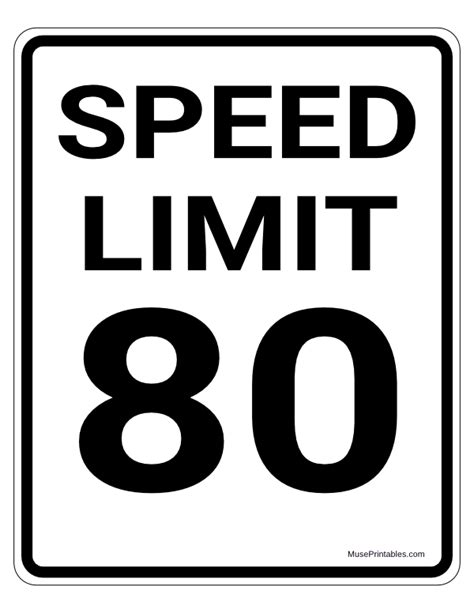 Printable 80 Mph Speed Limit Sign