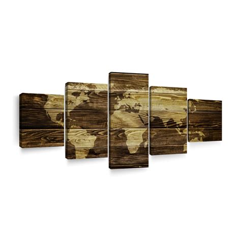 Dark Wood World Map Wall Art Photography