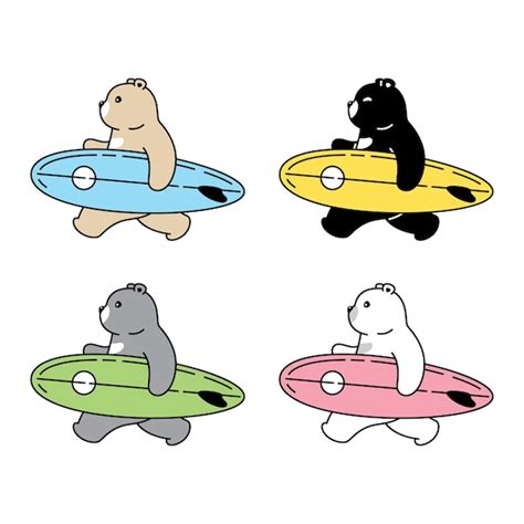 Premium Vector Bear Polar Surfboard Surfing Sport Beach Sea Teddy Cartoon