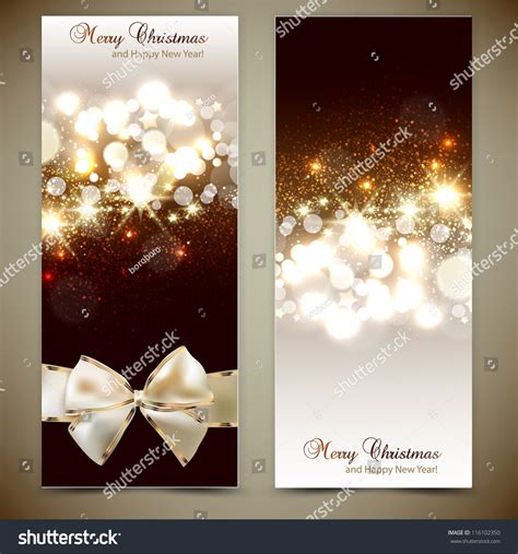 Elegant Greeting Cards Bows Copy Space Stock Vector Royalty Free