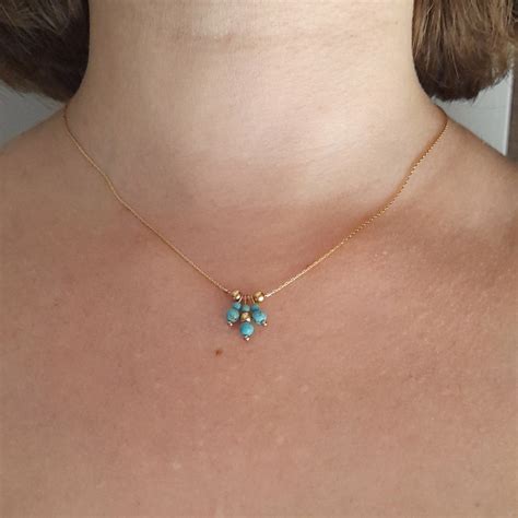 Gold Filled Turquoise Beaded Necklacedainty Bohemian Choker Etsy