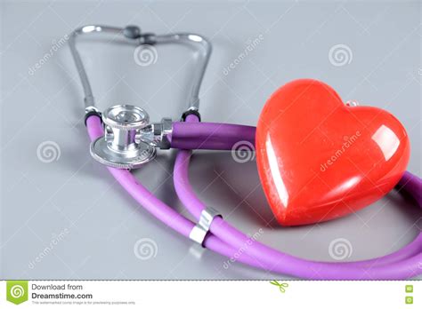 Red Heart And A Stethoscope On Cardiagram Stock Photo Image Of