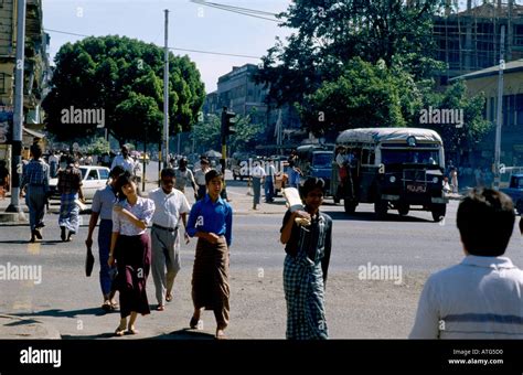 Street Scene In Yangon Rangoon Burma Myanmar Stock Photo Alamy