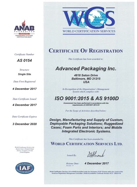 As9100 Certified Company In United States Advanced Packaging Inc