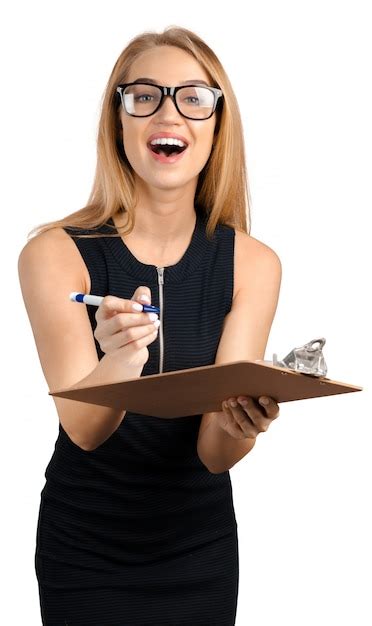 Premium Photo Business Woman With Clipboard