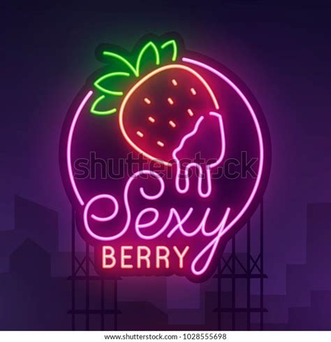 Signo De La Tienda Sexual Neon Ciudad Nocturna Berry Sexy Signo De Neón Realista Banner