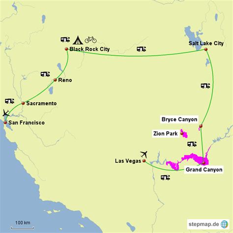 Stepmap Burning Man Tour 08 2014 Landkarte Für Nordamerika