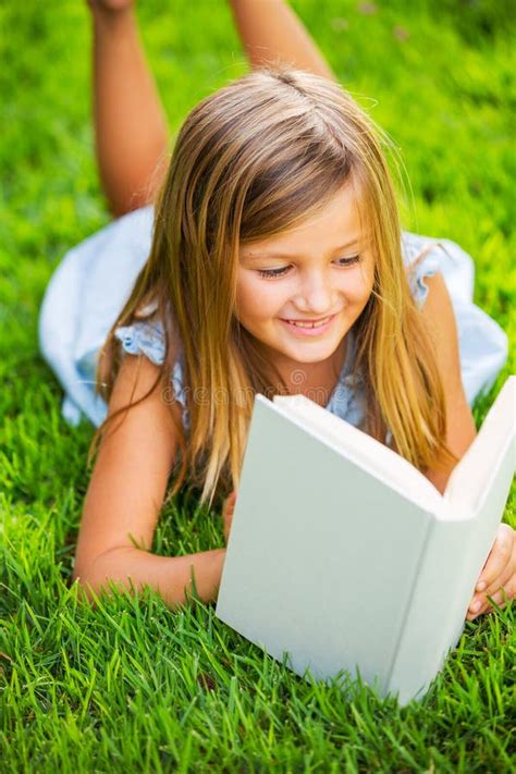 Adorable Cute Little Girl Reading Book Stock Photo Image