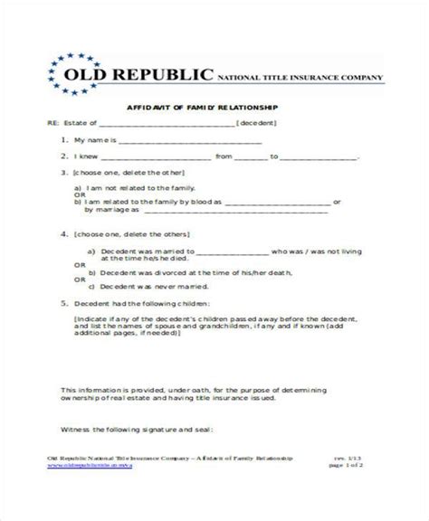 Affidavit Of Relationship Sample Letter Pdf Eabridal Images And