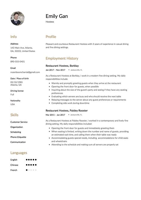We have resume samples for all job titles and formats. Restaurant Hostess Resume Sample & Guide - Resumeviking.com