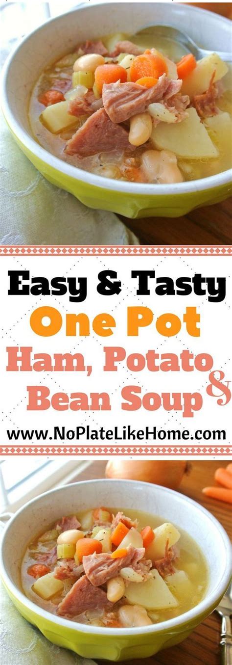 Taste the soup, and add salt and pepper as desired. An easy one pot ham and bean soup with potatoes. This soup ...