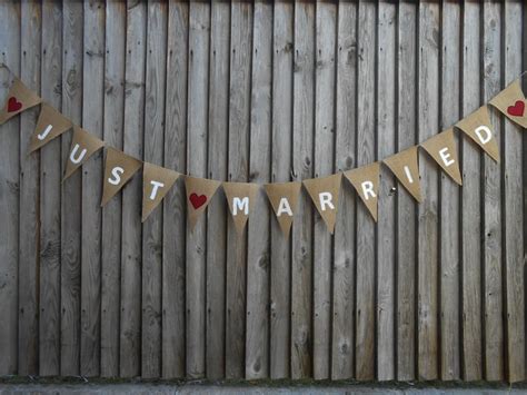 Just Married Banner Wedding Banner Wedding Bunting Burlap Etsy