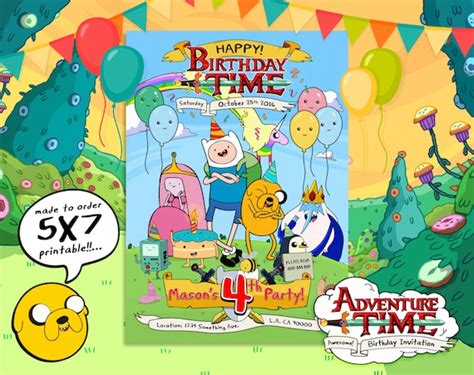 Adventure Time Invitation Adventure Time Birthday Adventure Etsy