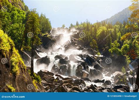Uchar Waterfall In Altai Mountains Siberia Russia Stock Photo Image