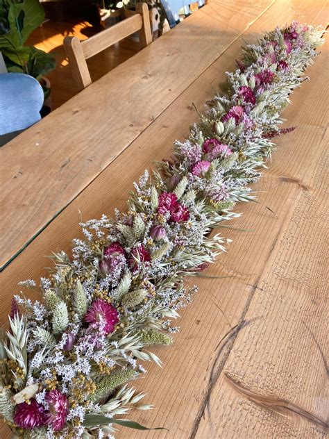 Everlasting Pink Dried Flower Garland Mantel Decor Top Table Etsy Uk