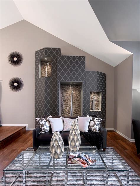 Charcoal Accent Wall Wows In Contemporary Living Room Hgtv
