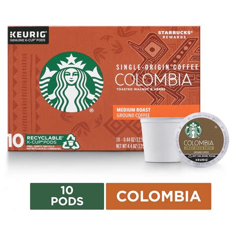 Starbucks Colombia Medium Roast Single Cup Coffee For Keurig Brewers 1 Box Of 10 K Cup Pods
