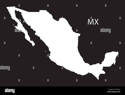 México Mapa Blanco Y Negro Imagen Vector De Stock Alamy