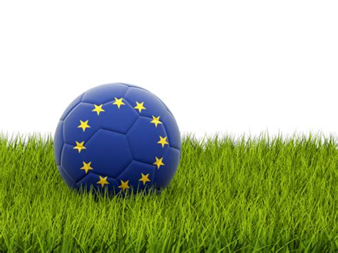 The image is transparent png format with a resolution of 7049x8000 pixels, suitable for design use and personal projects. Football in grass. Illustration of flag of European Union