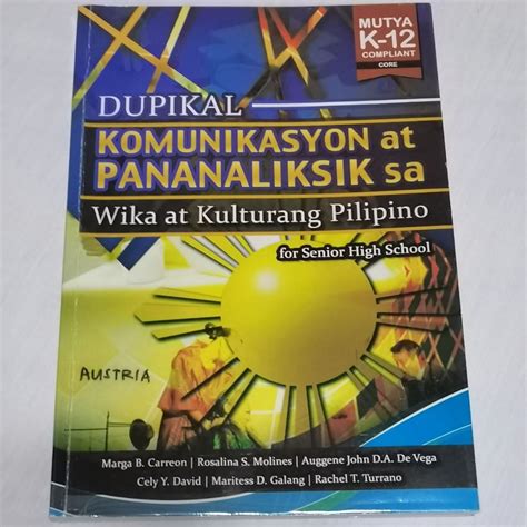 Shs Grade Textbooks Komunikasyon At Pananaliksik Sa Wika At