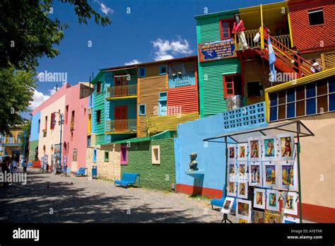 Colorful Buildings Along The Caminito In The La Boca Barrio Of Buenos