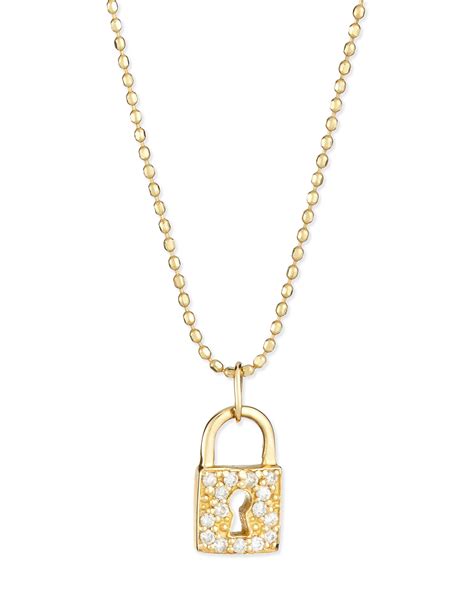 Sydney Evan 14k Gold Diamond Lock Pendant Necklace Neiman Marcus