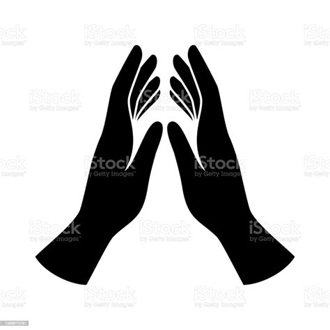praying hands black silhouette icon vector stock illustration download image now hand