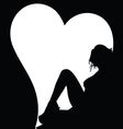 Sexy Girl Silhouette And Heart On Black Royalty Free Vector