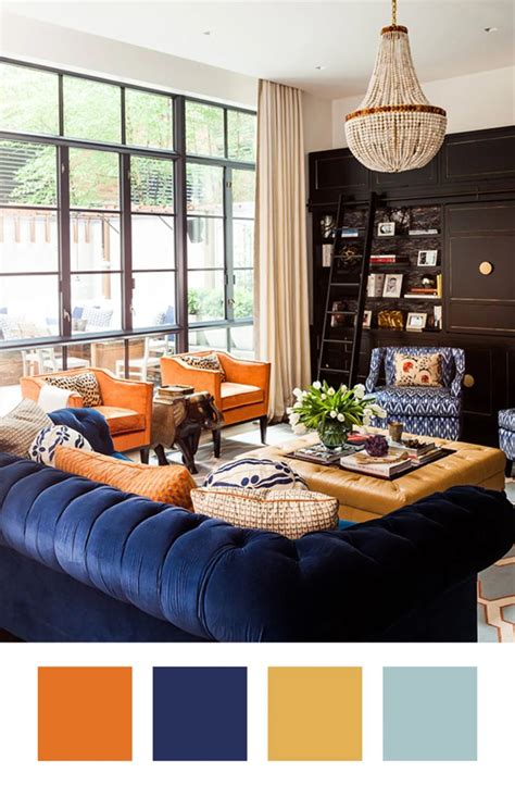 20 Navy Blue And Orange Living Room Decor Decoomo