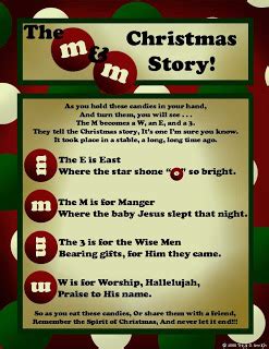 M&m christmas poem it tells the christmas story, it's one i'm sure you know, it took place in a stablea long, long time ago. The M&M Christmas Story - Printables 4 Mom