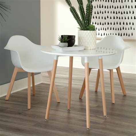Ofm Mid Century Modern 32 Round Dining Table Solid Wood Legs In